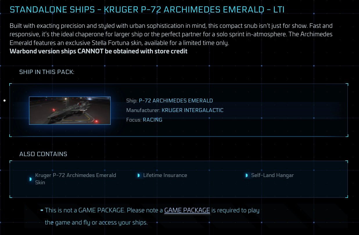 Star Citizen - P-72 Archimedes Emerald - LTI Original Concept - Ship - Galactic Merchant - Kruger Intergalactic